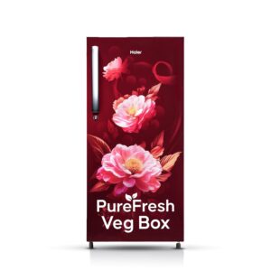 Haier 190L 2 Star Direct Cool Single Door Refrigerator | Large Veg Box|Fast Ice Making | Longer Cooling Retention | Easy Clean Back (HED-202RV-P, Red Voila)