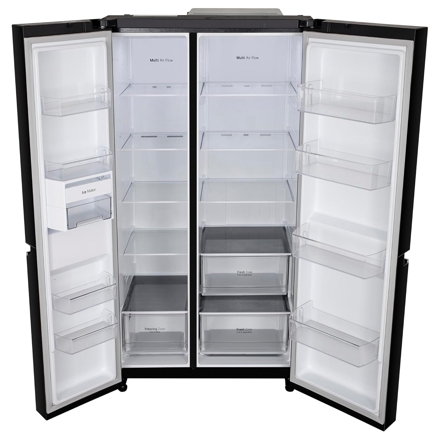 LG 655 L Frost Free Smart Inverter Double Door Side by Side Refrigerator (GL-B257HWBY, Western Black, Express Freezing | Multi Air-Flow) - Image 9