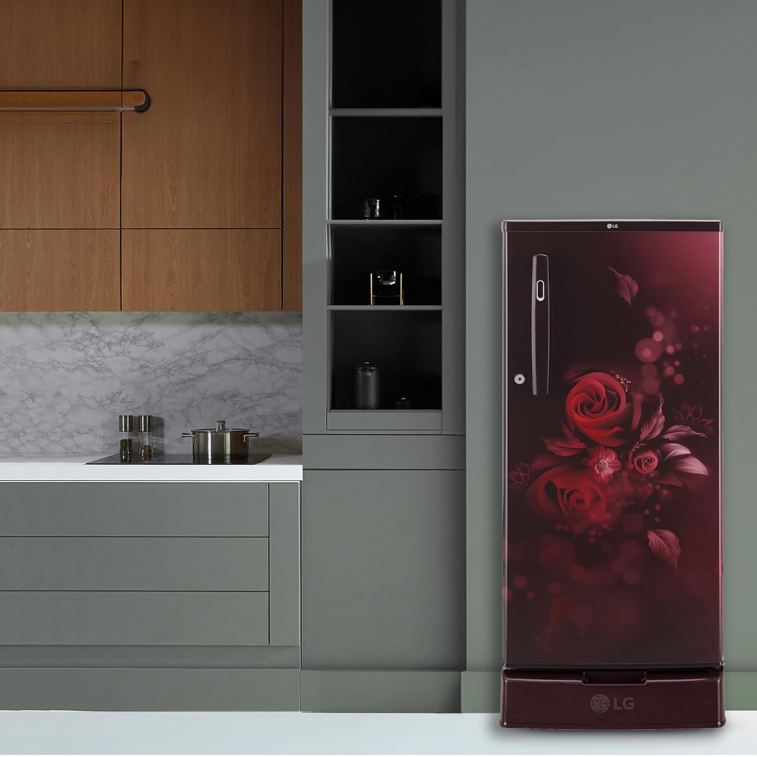 LG 185 L 4 Star Inverter Direct-Cool Single Door Refrigerator (GL-D199OSEY, Scarlet Euphoria, Base stand with drawer) - Image 2
