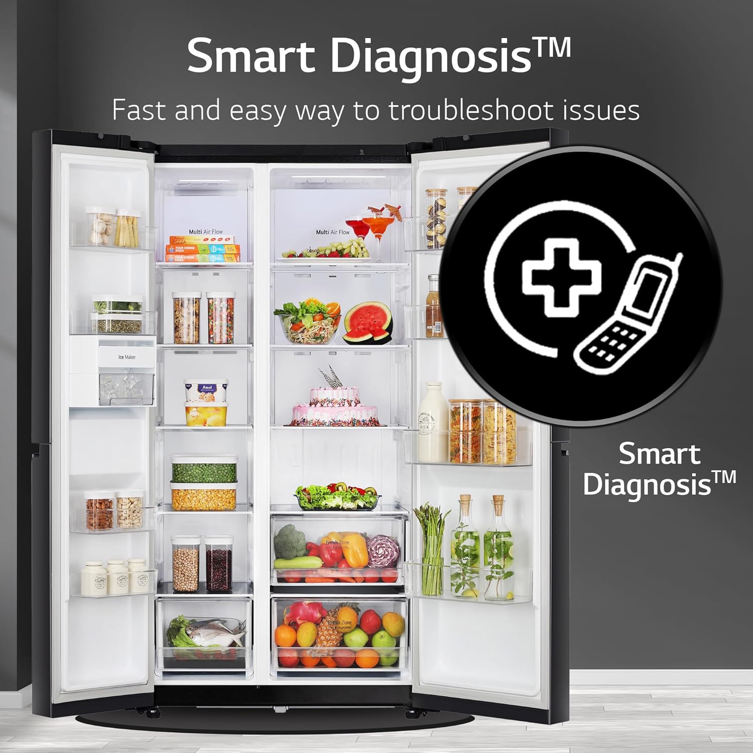 LG 655 L Frost Free Smart Inverter Double Door Side by Side Refrigerator (GL-B257HWBY, Western Black, Express Freezing | Multi Air-Flow) - Image 8