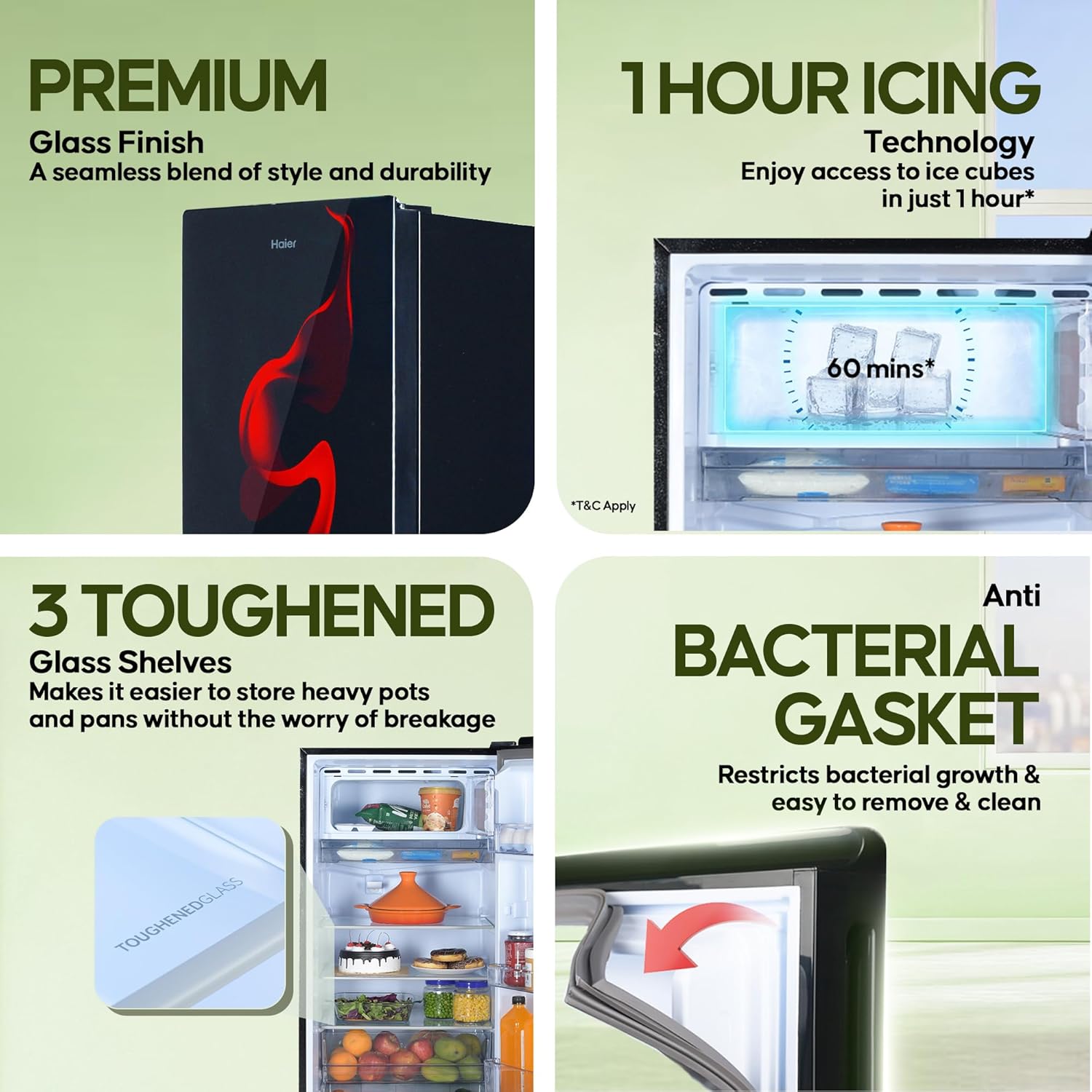 Haier 190 L, 5 Star, Direct-Cool Single Door Refrigerator (HED-205RG, Spiral Glass) - Image 3