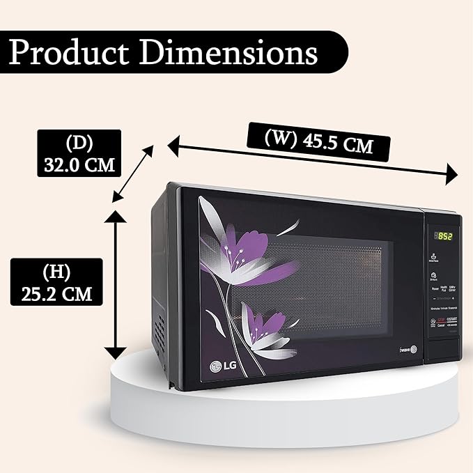 LG 20 L Solo Microwave Oven (MS2043BP, Black, Health plus Menu, I-Wave Technology, Indian Cuisine, Even Reheat & Defrost, Auto Cook Menu, Anti-Bacterial Cavity & Steam Clean) - Image 2